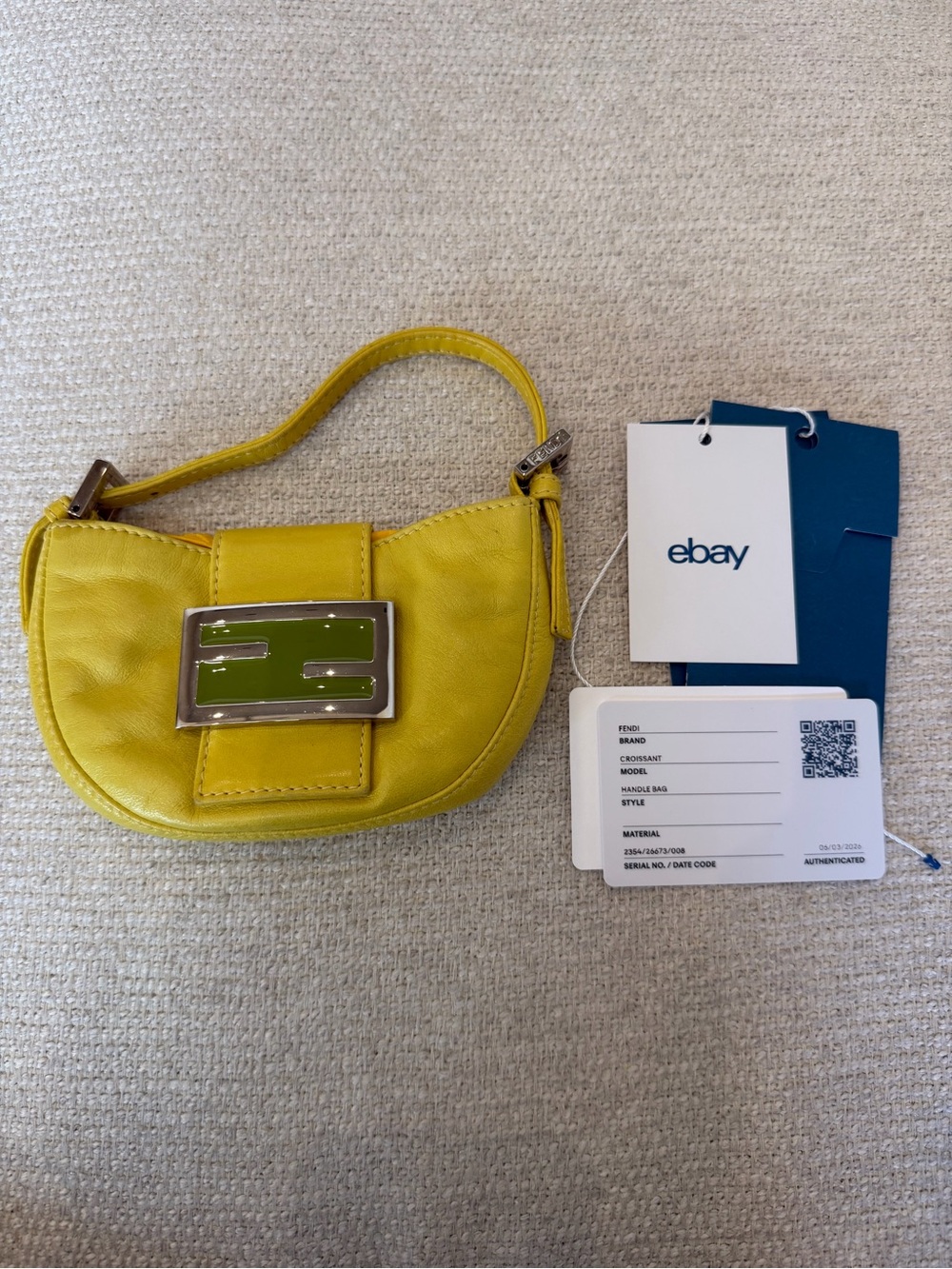 Fendi Vintage Yellow and Green Mini Baguette Croissant